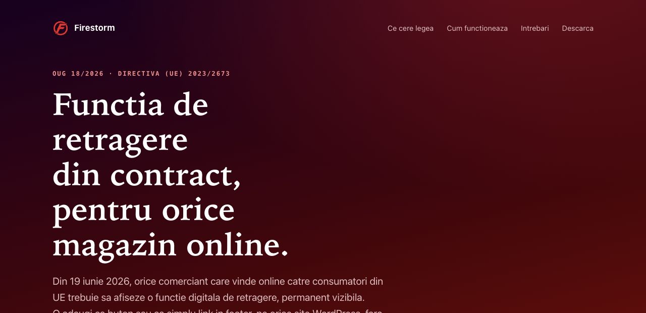 Firestorm contract withdrawal WordPress plugin landing page